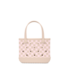 Bitty Bogg Bag - Checkered Linen/ Pink Marshmallow
