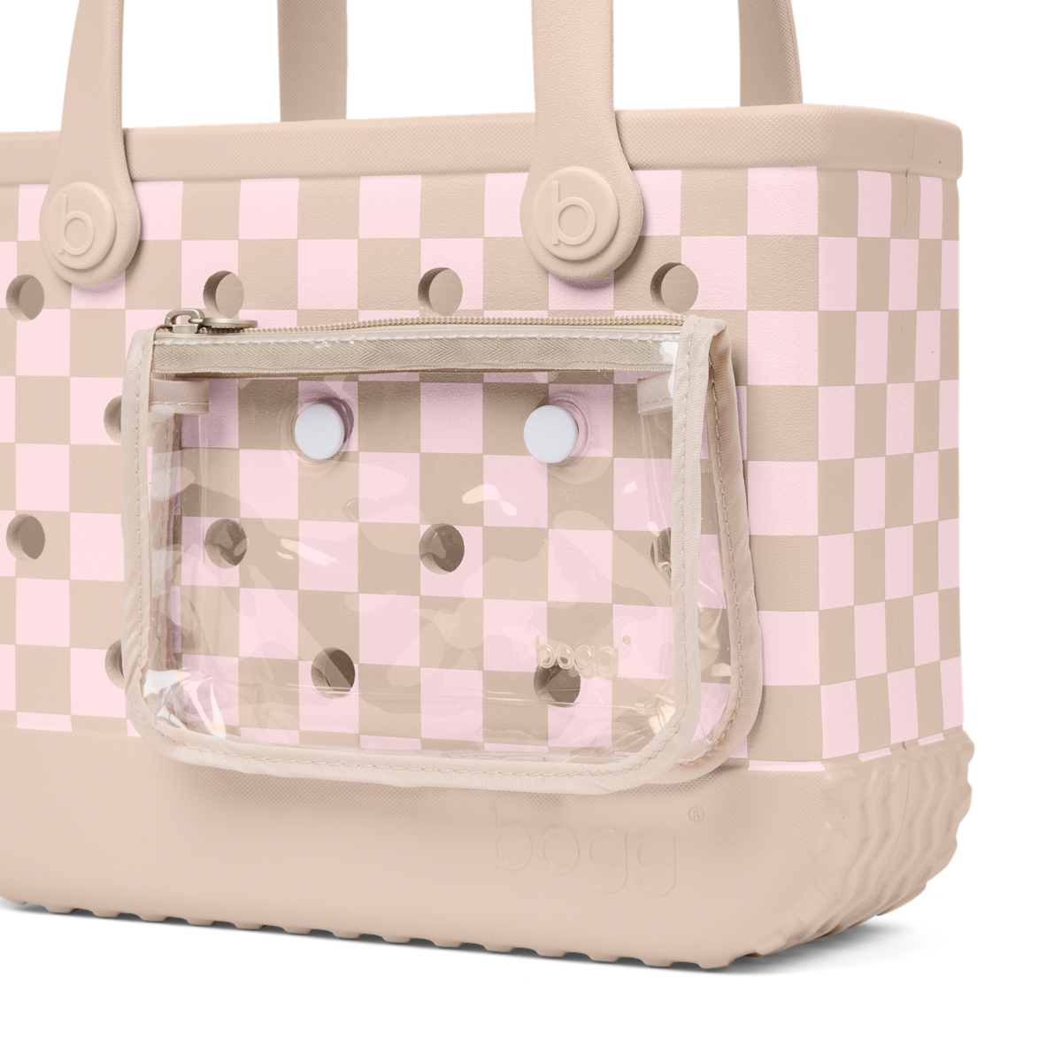 Bitty Bogg Bag - Checkered Linen/ Pink Marshmallow