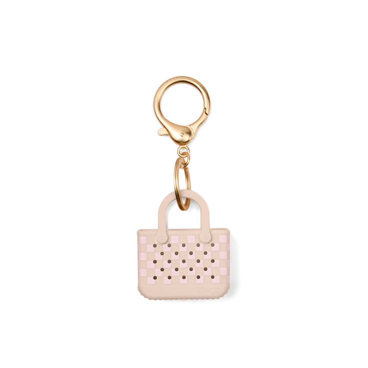 Tiny Tote Keychain - Checkered Linen/ Pink Marshmallow