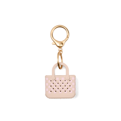 Tiny Tote Keychain - Checkered Linen/ Pink Marshmallow